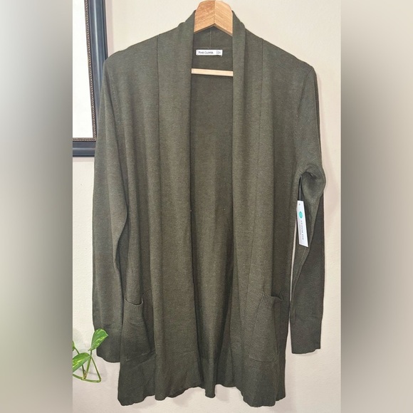 Pink Clover Stitch Fix Olive Green Open Front Cardigan Sweater medium New - Picture 1 of 9